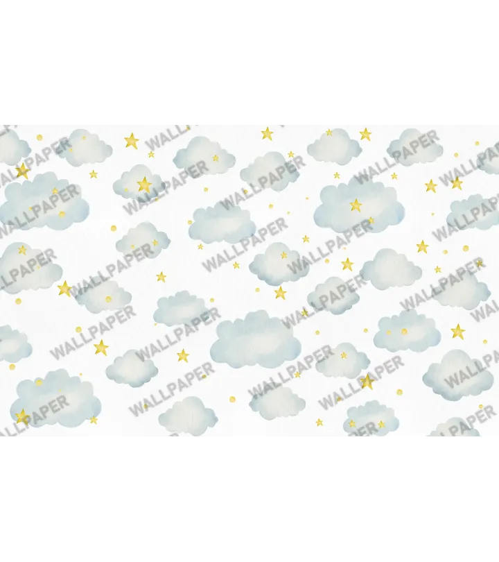Dreamy Sky – Soft Clouds & Stars Kids' Wallpaper | Art Vision Decor
