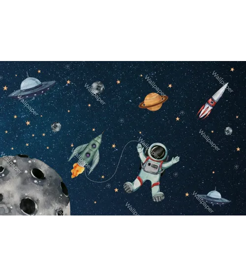 Galactic Game – Fun & Playful Space Adventure Wallpaper for Kids | Art Vision Decor