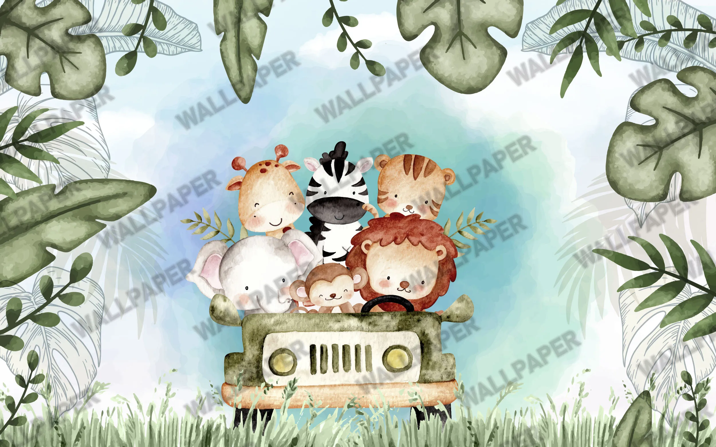 Safari Adventure – Cute Safari Animal Wallpaper for Kids | Art Vision Decor