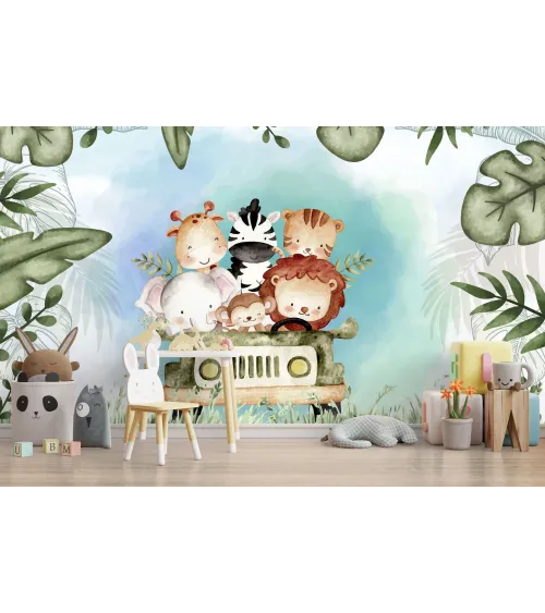 Safari Adventure – Cute Safari Animal Wallpaper for Kids | Art Vision Decor