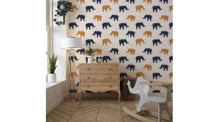 Playful Elephants – Adorable Safari Animal Wallpaper for Kids | Art Vision Decor