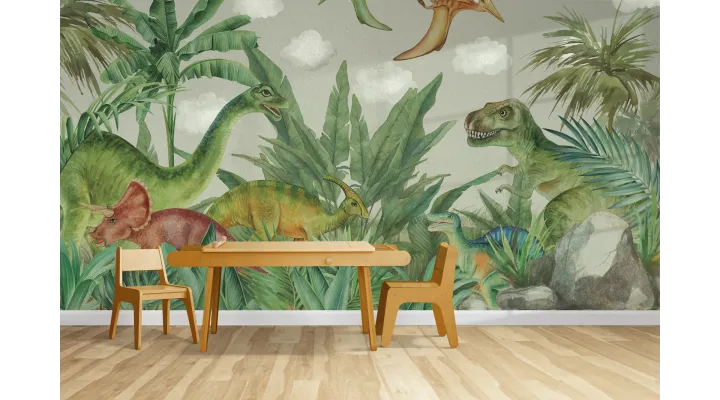 Jurassic Jungle – Dinosaur Wallpaper for Kids | Art Vision Decor