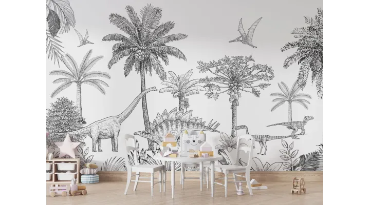 Prehistoric Sketch – Dinosaur Mural Wallpaper | Art Vision Decor