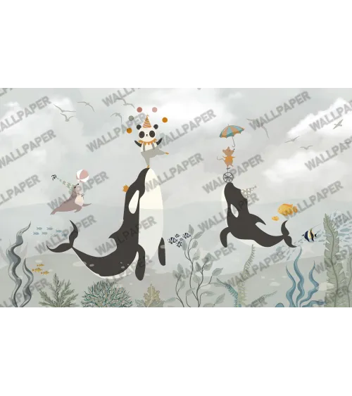 Ocean Circus – Whimsical Underwater Wallpaper for Kids | Art Vision Decor