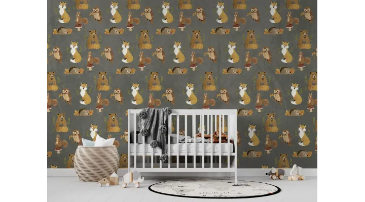Woodland Friends Kids Wallpaper - Forest Animal Theme