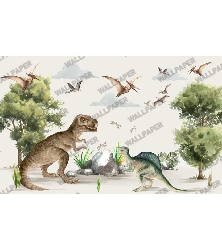 Jurassic Kingdom Dinosaur Wallpaper | Prehistoric Adventure Mural