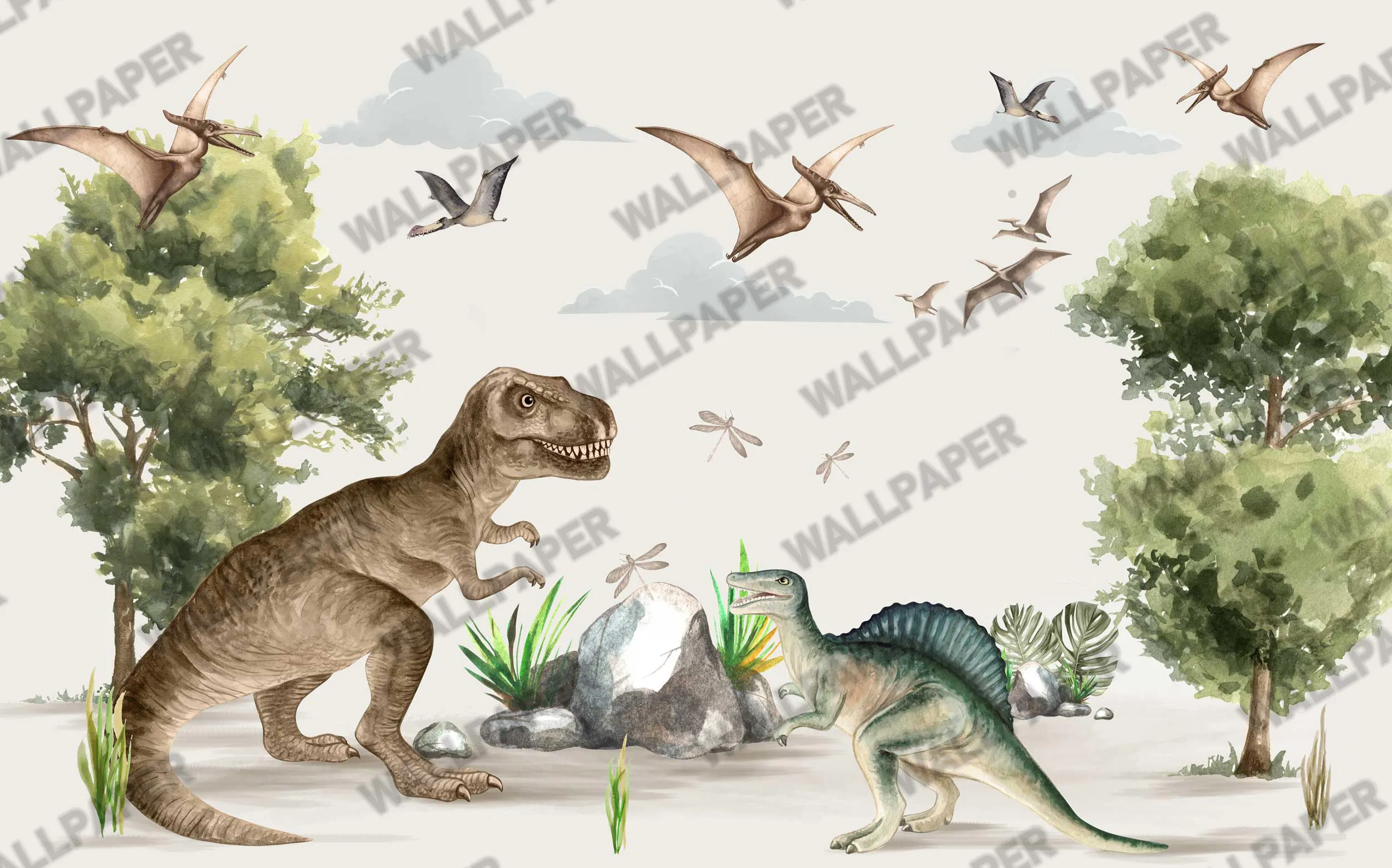 Jurassic Kingdom Dinosaur Wallpaper | Prehistoric Adventure Mural