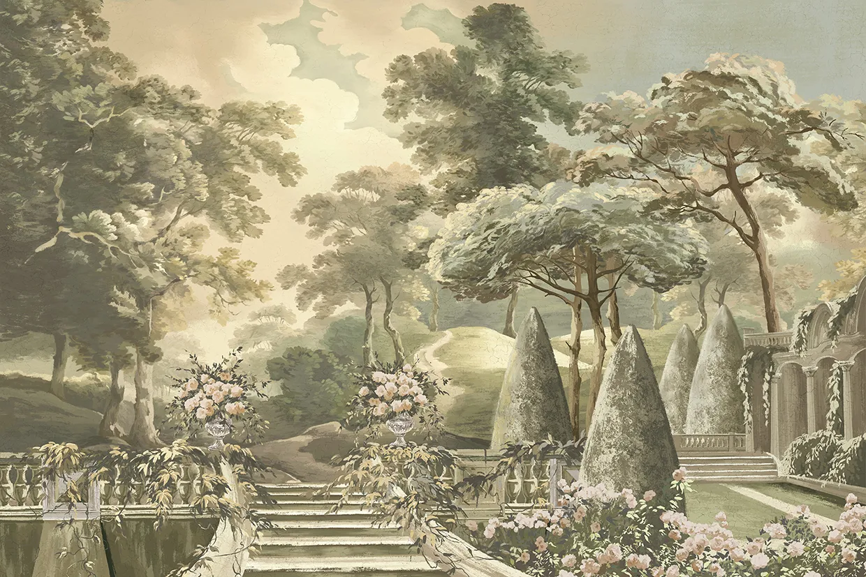 Verdant Estate – Panoramic Wallpaper Inspired by Classical Estate Gardens | ART VISION DECOR