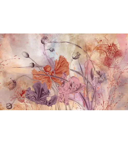 Papaver Dreams – Artistic Wallpaper with Poppies and Textured Background | ART VISION DECOR