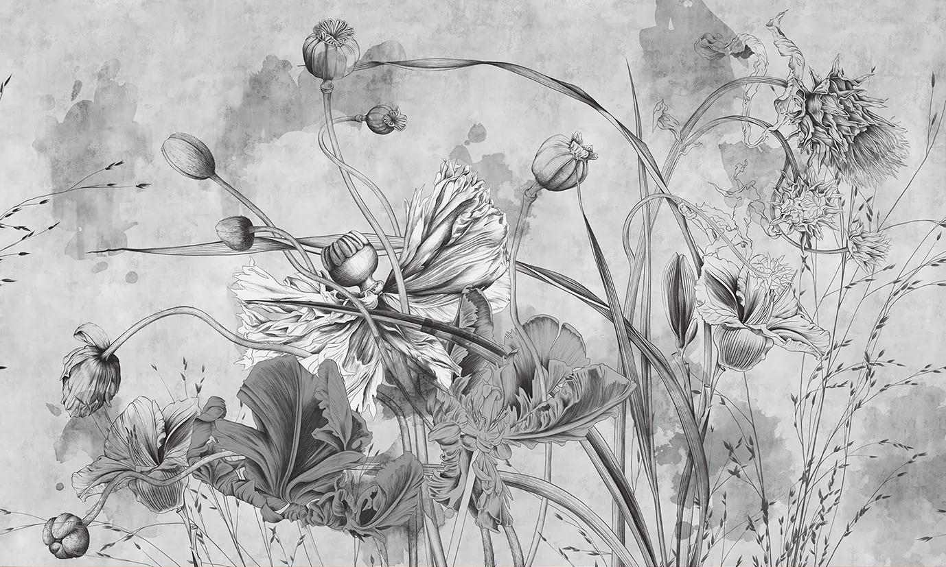 Papaver Dreams – Artistic Wallpaper with Poppies and Textured Background | ART VISION DECOR