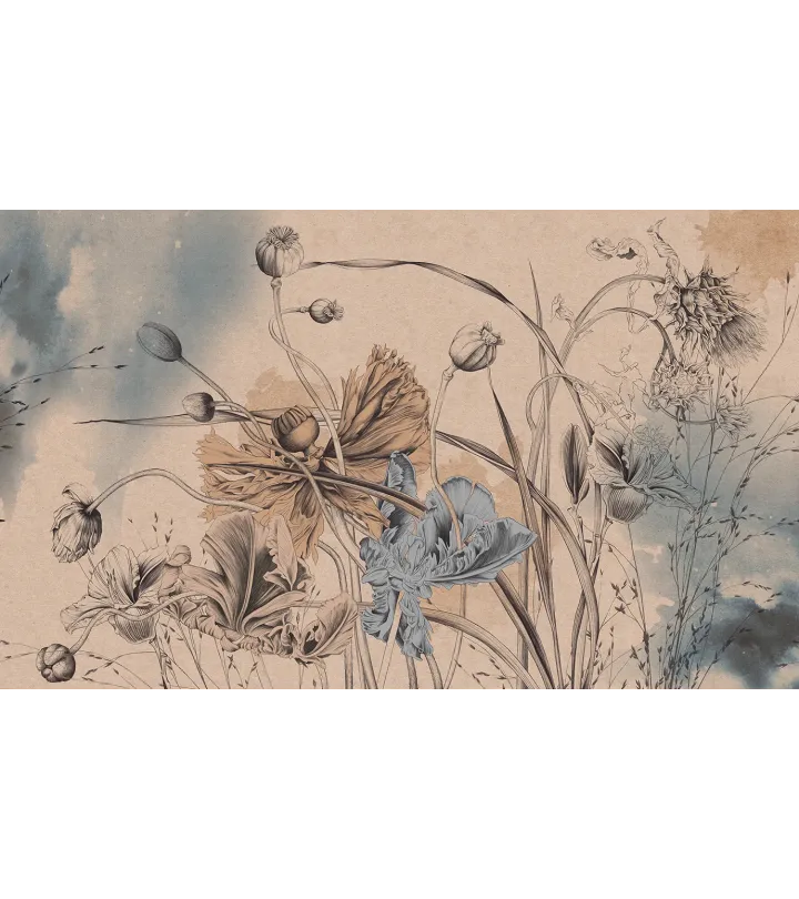 Papaver Dreams – Artistic Wallpaper with Poppies and Textured Background | ART VISION DECOR
