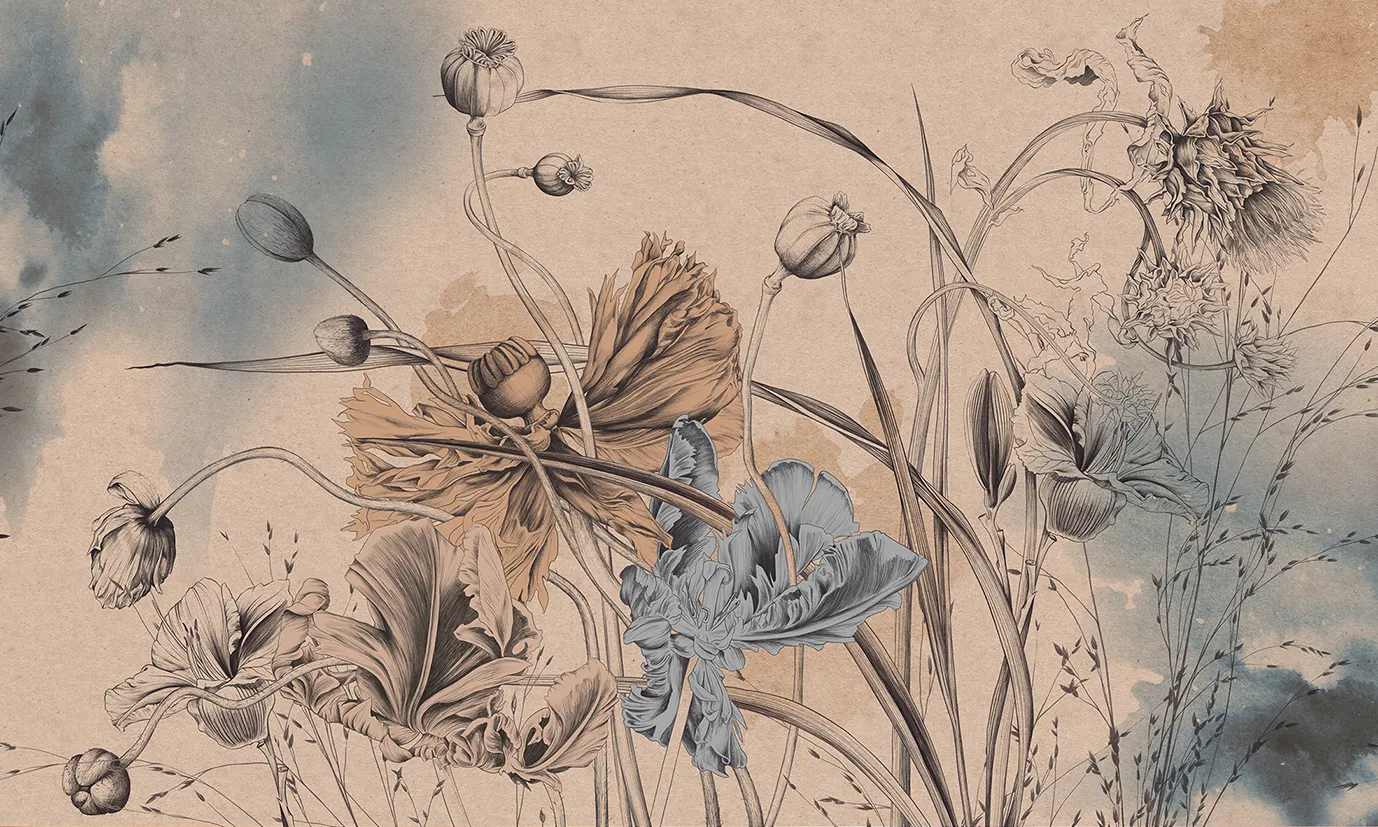 Papaver Dreams – Artistic Wallpaper with Poppies and Textured Background | ART VISION DECOR