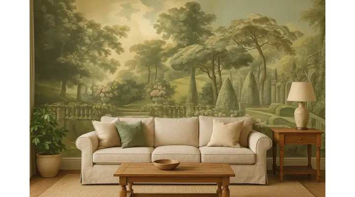 Verdant Estate – Panoramic Wallpaper Inspired by Classical Estate Gardens | ART VISION DECOR