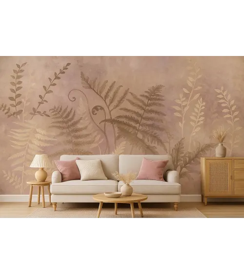 Botanical Haze – Seamless Designer Wallpaper with Ferns and Watercolor Background