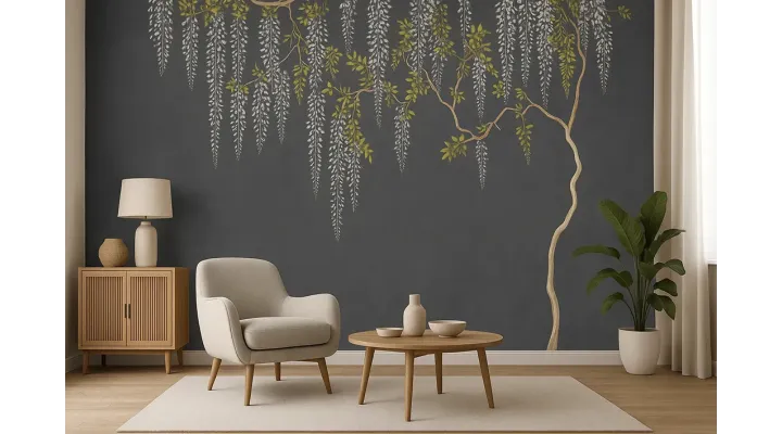 Wisteria Grace – Seamless Wallpaper with Cascading Wisteria Vines