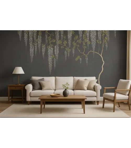 Wisteria Grace – Seamless Wallpaper with Cascading Wisteria Vines