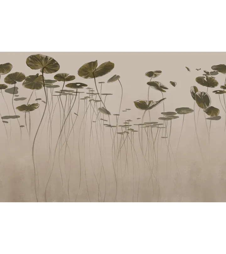 Silent Pond Botanical Mural Wallpaper – Tranquil Nature-Inspired Wall Art | Art Vision Decor