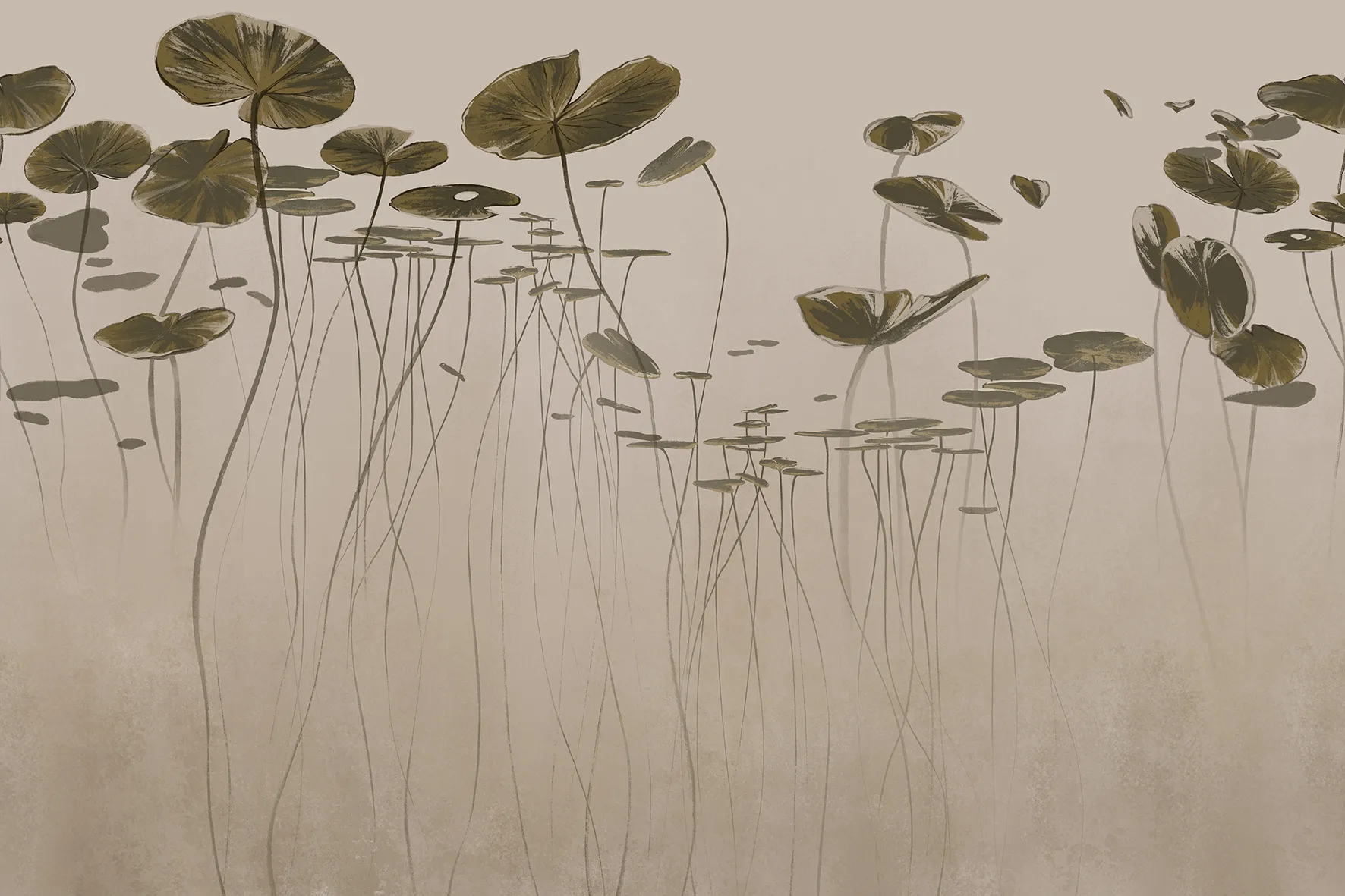 Silent Pond Botanical Mural Wallpaper – Tranquil Nature-Inspired Wall Art | Art Vision Decor