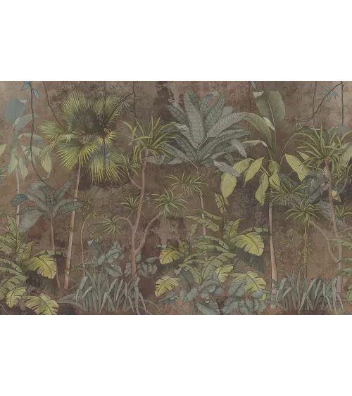 Urban Jungle — Tropical Wallpaper with Concrete Texture | Art Vision Decor