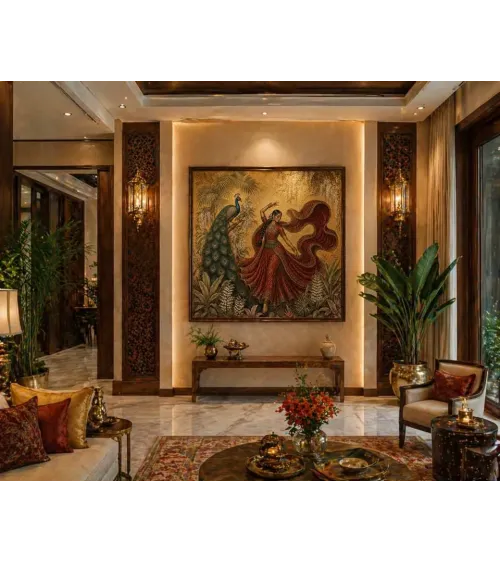 Maharani's Paradise Custom Wallpaper Mural | Luxury Peacock Wall Mural