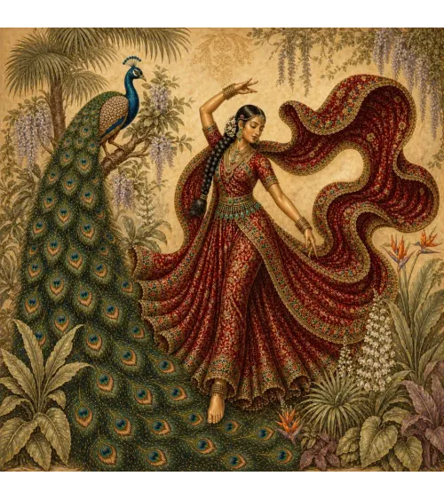 Maharani's Paradise Custom Wallpaper Mural | Luxury Peacock Wall Mural
