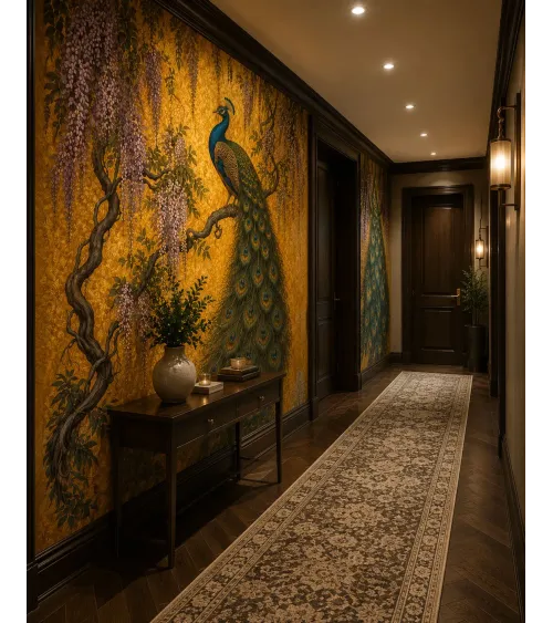 Peacock Wallpaper Mural | Luxury Indian Inspired Wall Mural | Maharanis Paradise