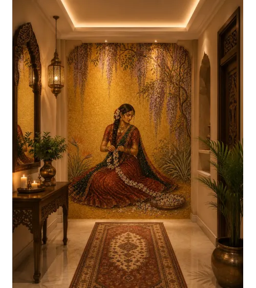 Maharani's Paradise 4 Luxury Indian Wallpaper Mural for Bedrooms Spa and Dressing Rooms