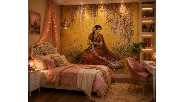 Maharani's Paradise 4 Luxury Indian Wallpaper Mural for Bedrooms Spa and Dressing Rooms