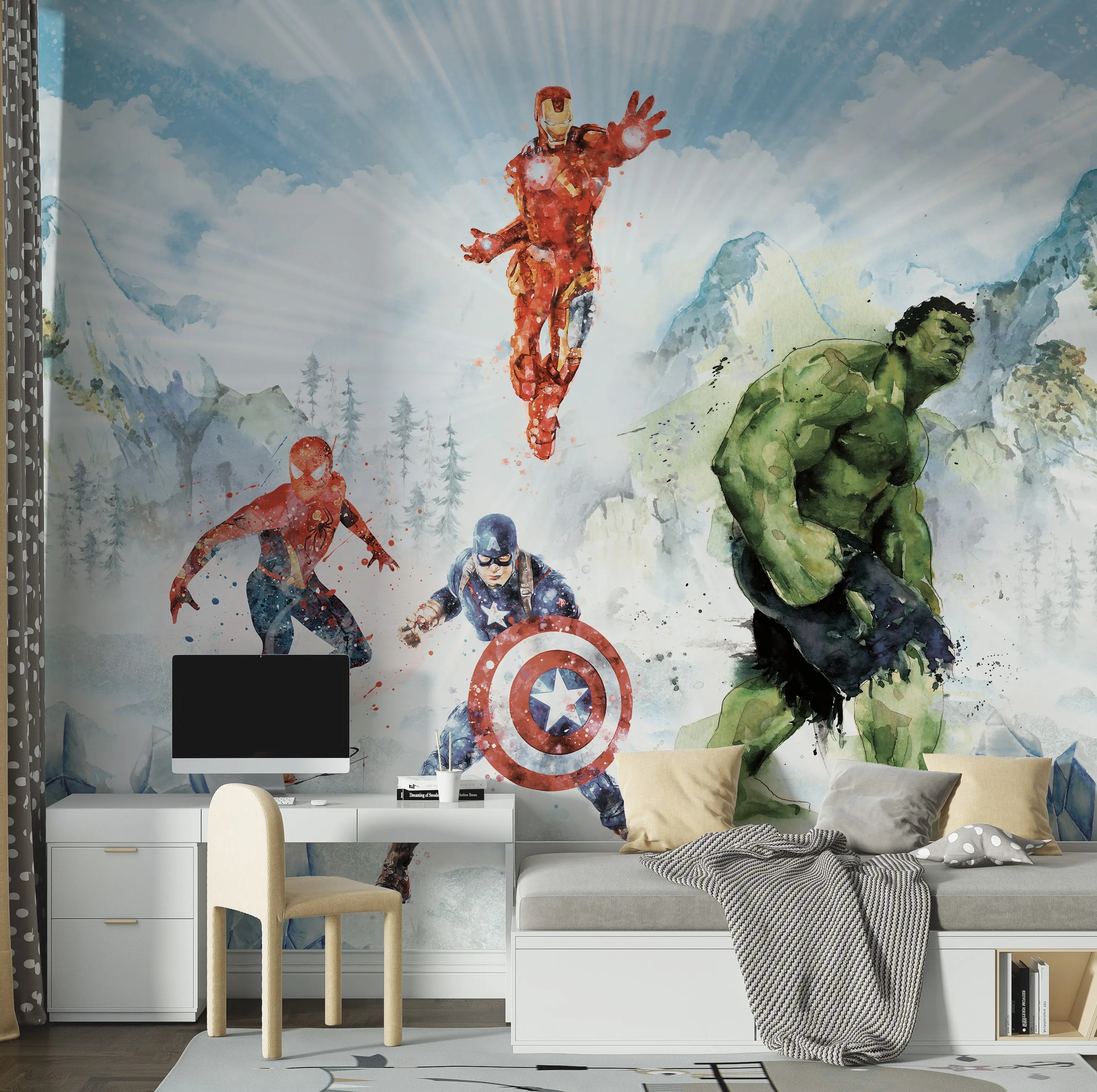 Superhero-5 Large Kids Wallpaper – Wallpapers for a True Hero's Room!