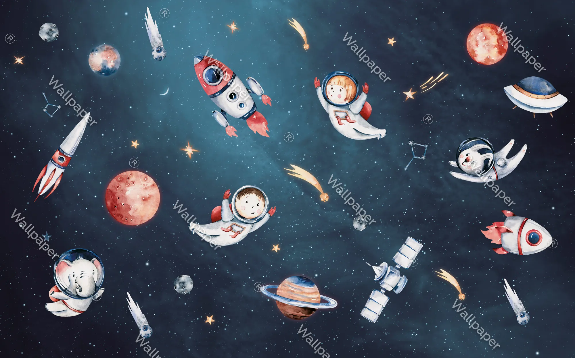 Galactic Dreams – Space Wallpaper for Kids | Art Vision Decor