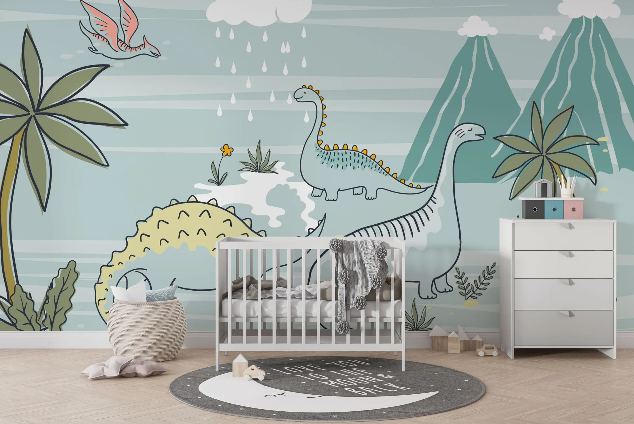 Dino Dreamland – Cute Dinosaur Kids Wallpaper | Art Vision Decor