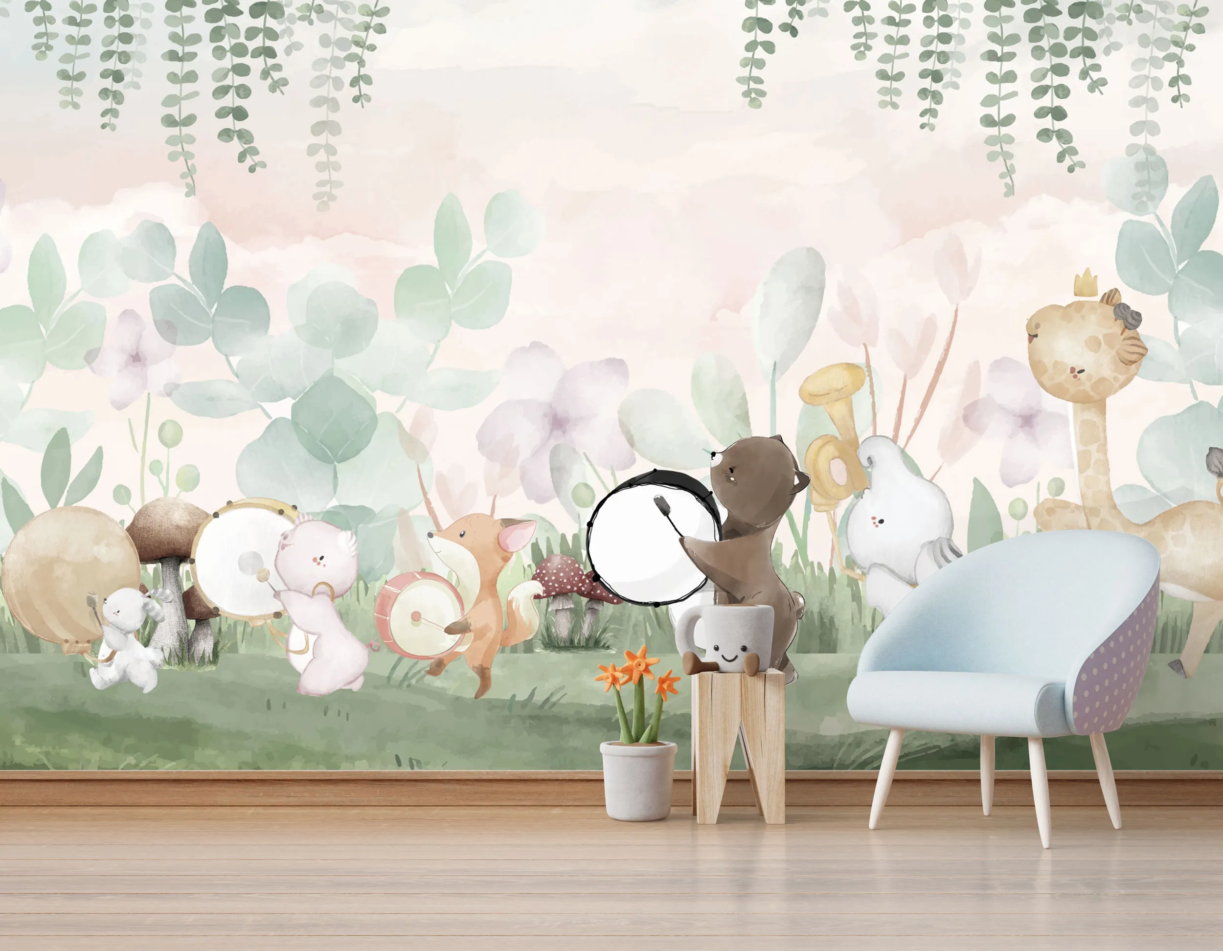 Forest Parade – Musical Animal Wallpaper for Kids | Art Vision Decor
