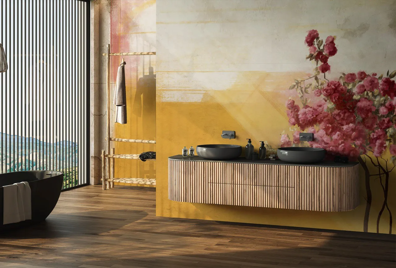 Monica Floral Sunrise Mural Wallpaper – Custom Seamless Design | Art Vision Decor