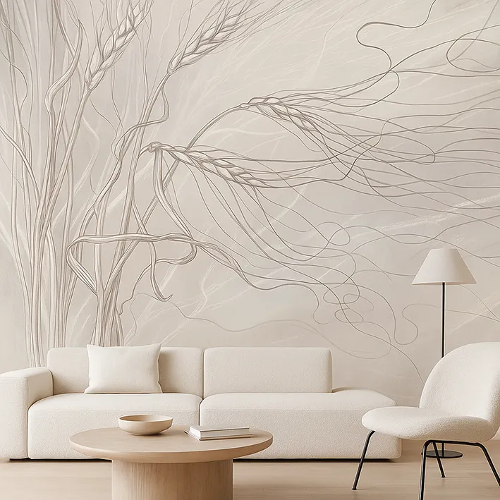 Botanical Haze – Seamless Designer Wallpaper with Ferns and Watercolor Background