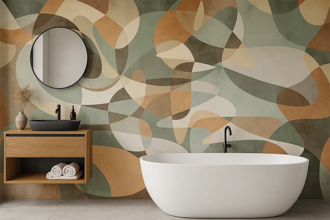 Midtone Motion Abstract Wallpaper – Seamless Custom Mural | Art Vision Decor