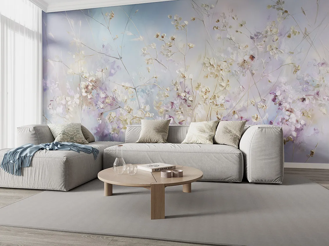 Lunaria – Pastel Dried Flower Wallpaper Mural | Art Vision Decor