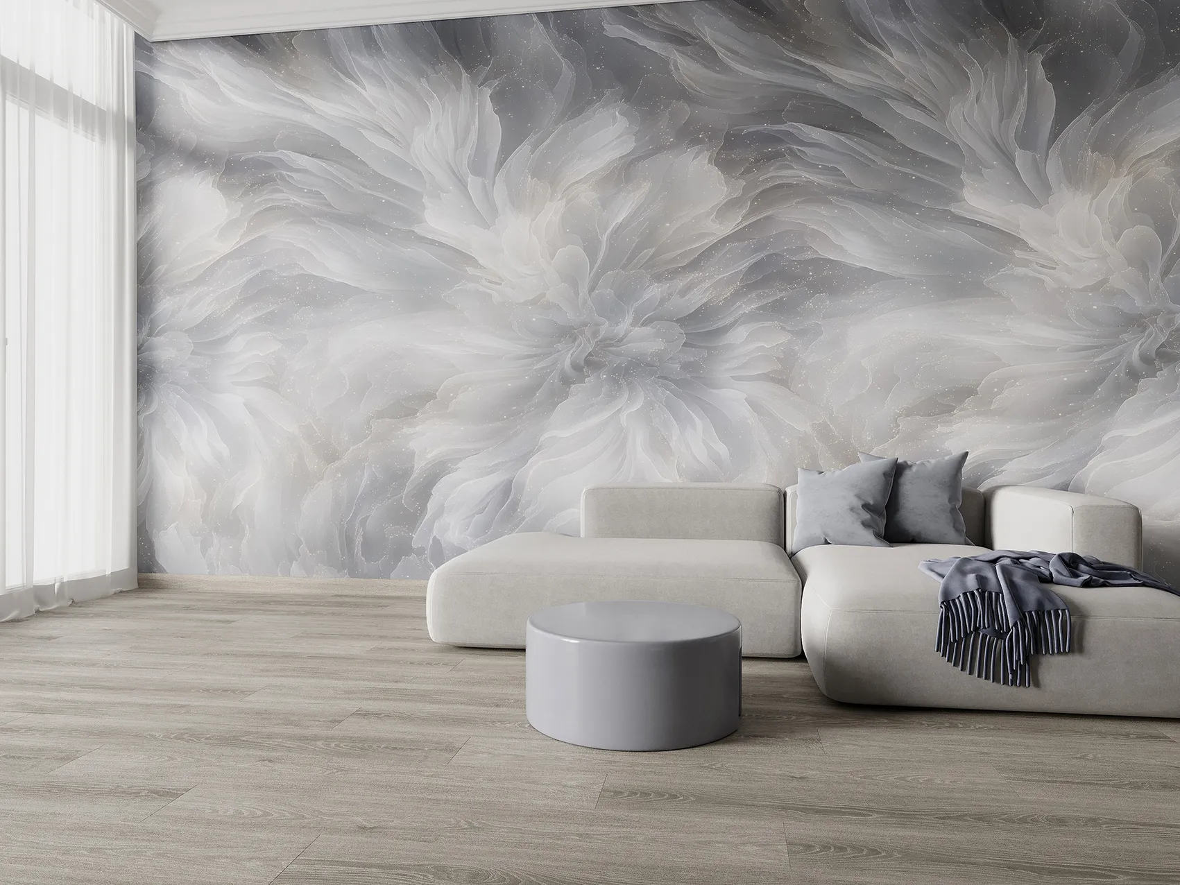 Celestial Petals – Seamless Wallpaper with Ethereal Bloom Design | Art Vision Decor