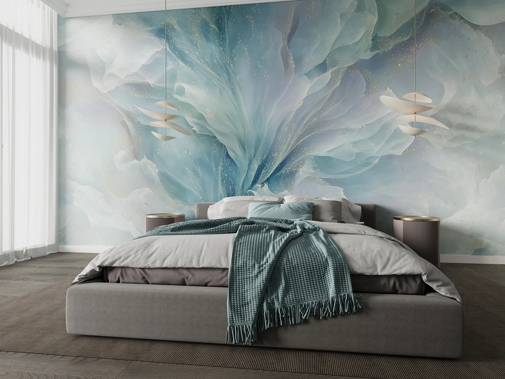 Ethereal Veil – Seamless Flowing Petal Wallpaper | Art Vision Decor