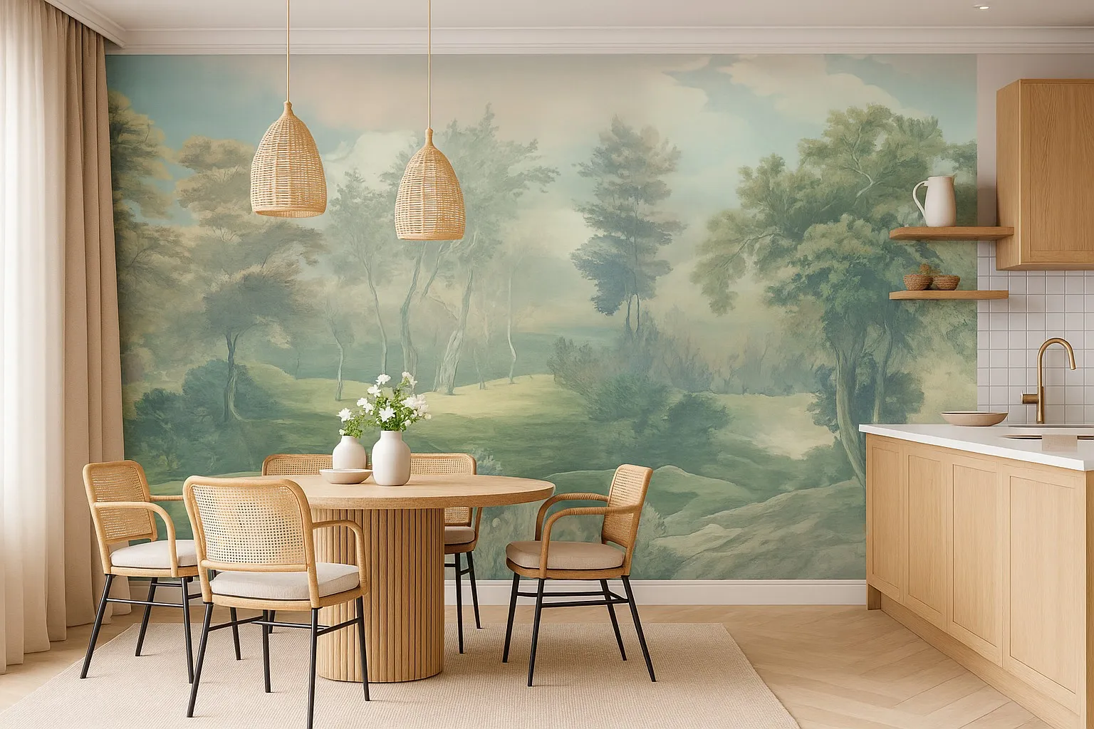Mist Valley Daydream Seamless Wallpaper | Luxury Earth-Tone Wall Design by Art Vision Decor