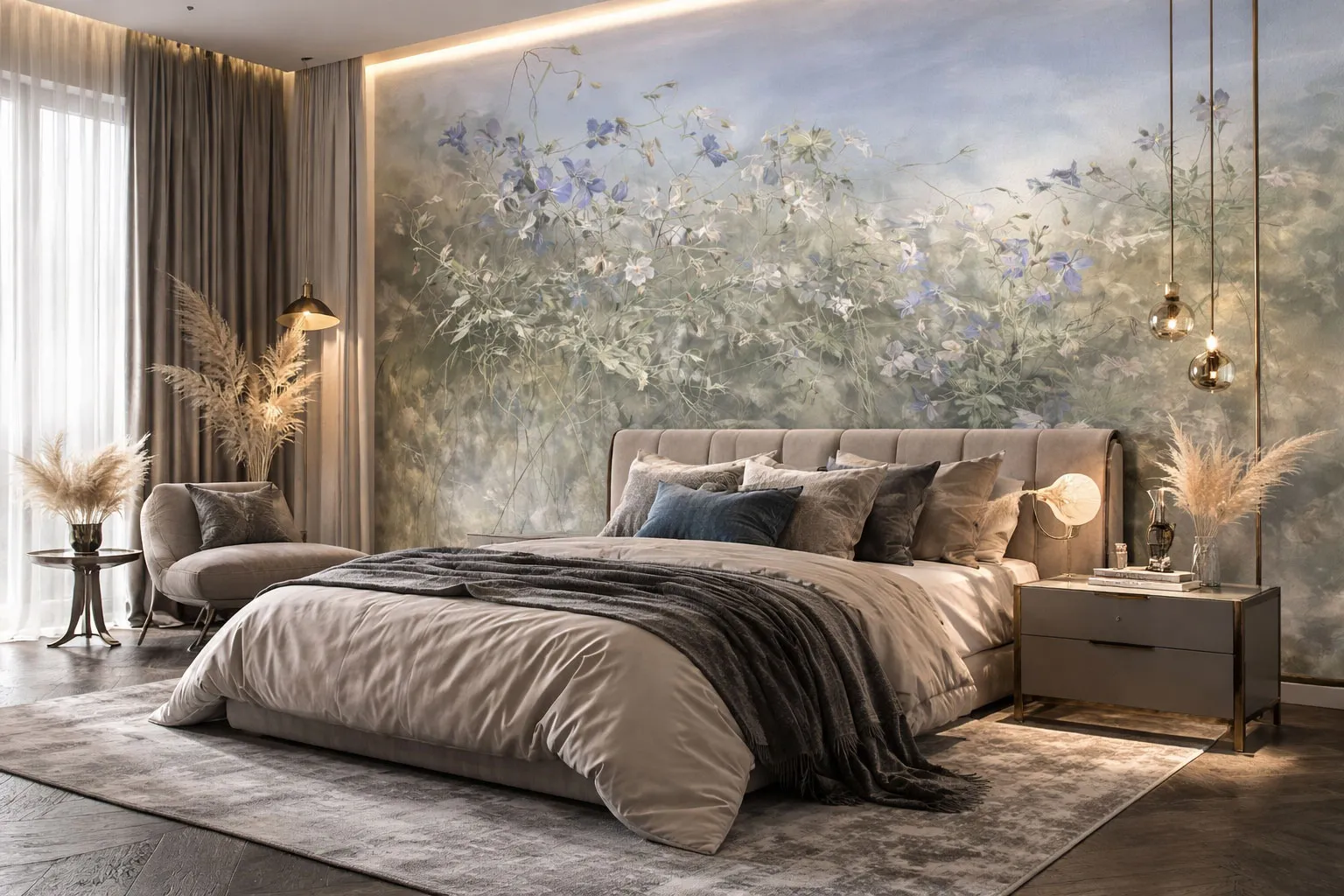 Elaris Custom Floral Wallpaper | Luxury Seamless Wall Mural  | Art Vision Decor