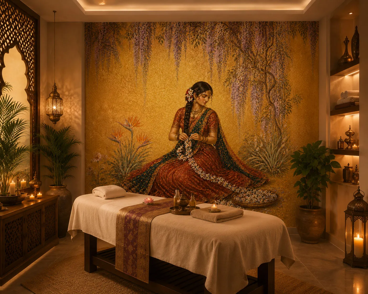 Maharani's Paradise 4 Luxury Indian Wallpaper Mural for Bedrooms Spa and Dressing Rooms