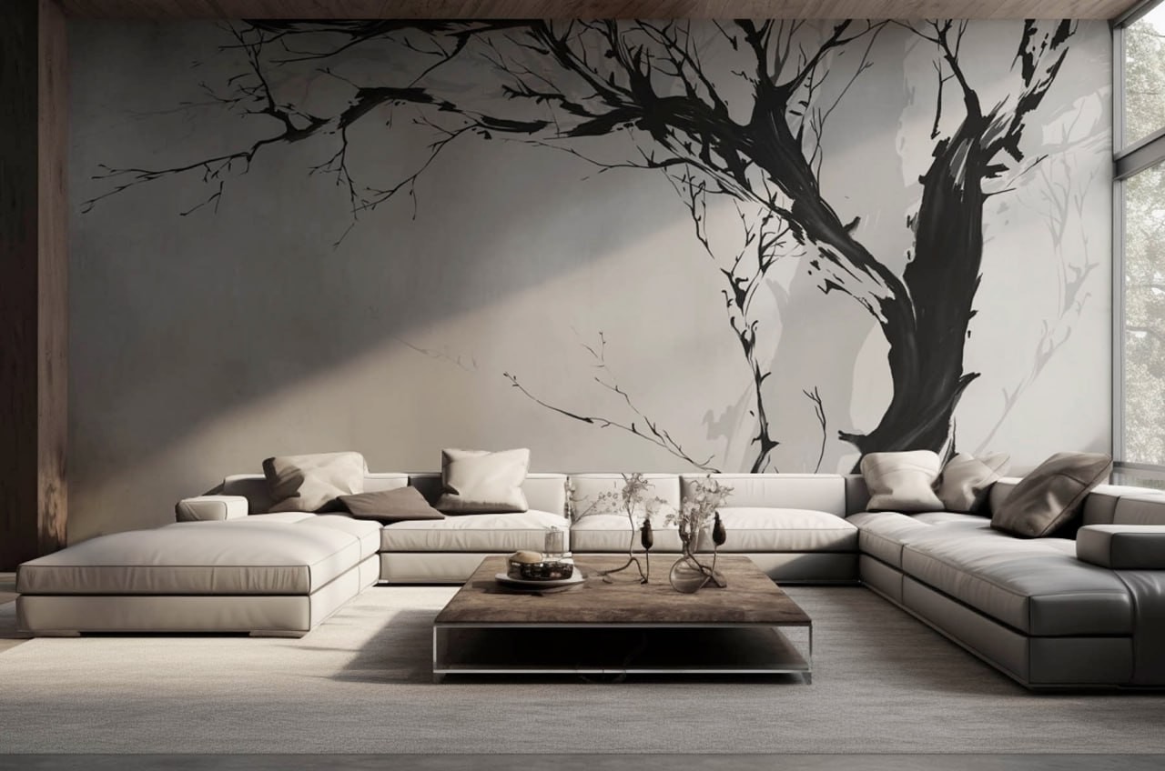 Discover Tranquility with No Ego Tree Wallpaper | Minimalist Design
