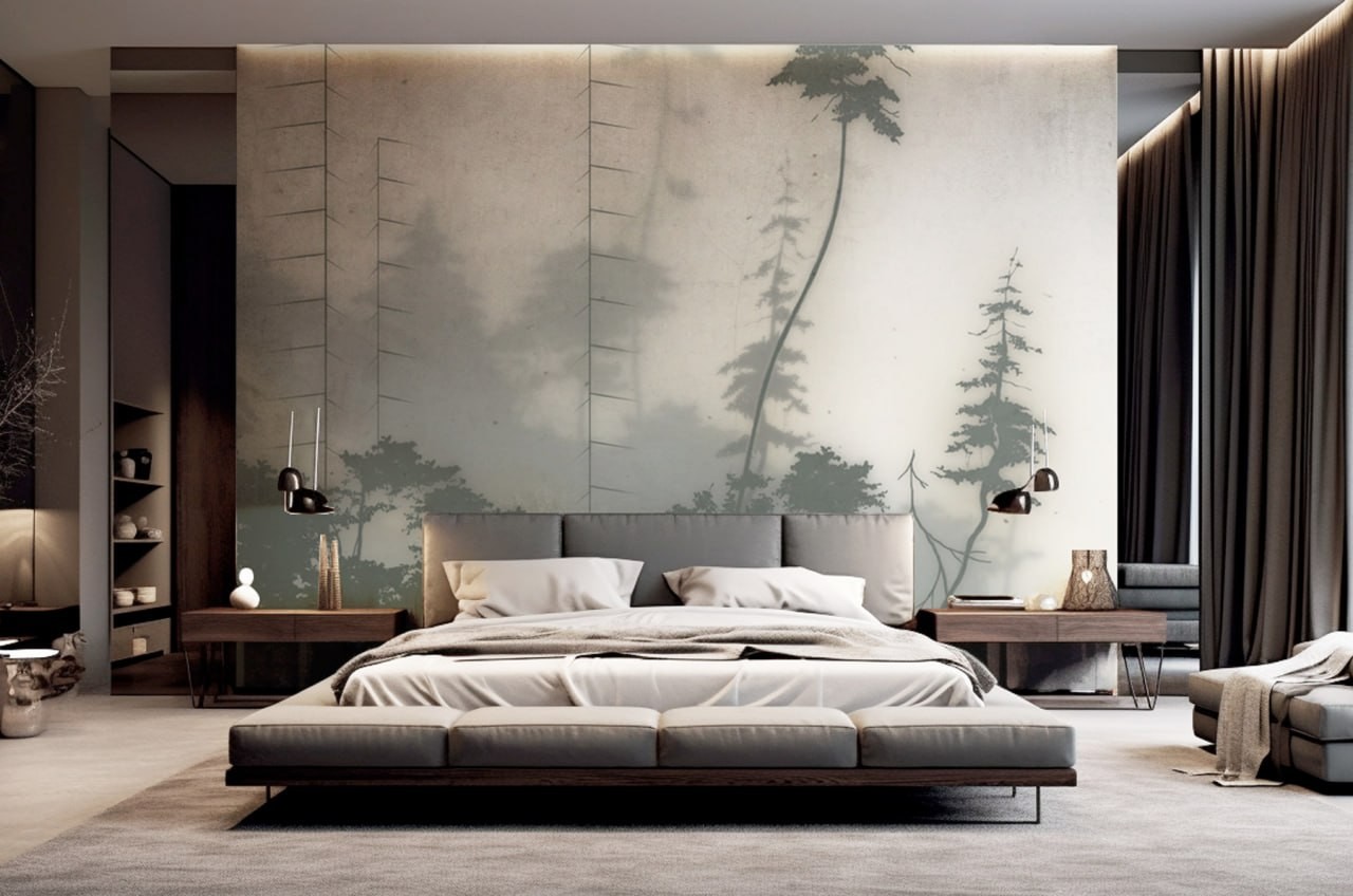 Mystical Forest: Foggy Forest Wallpaper with Tall Spruces