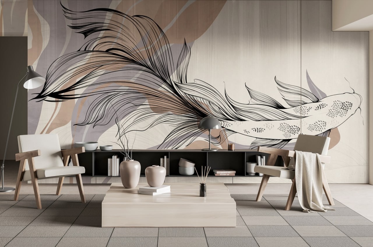 Tarrantino - Elegant Fish-Inspired Wallpaper for a Sophisticated Space | Art Vision Decor