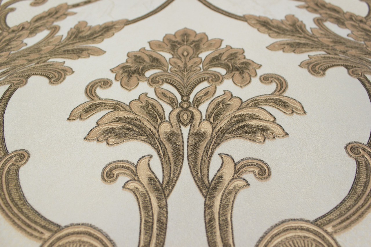 Hot Embossed wallpaper on Non-Woven Base Vinil Arona VIP7-1035 White-Gold 10,05 x 1,06 m
