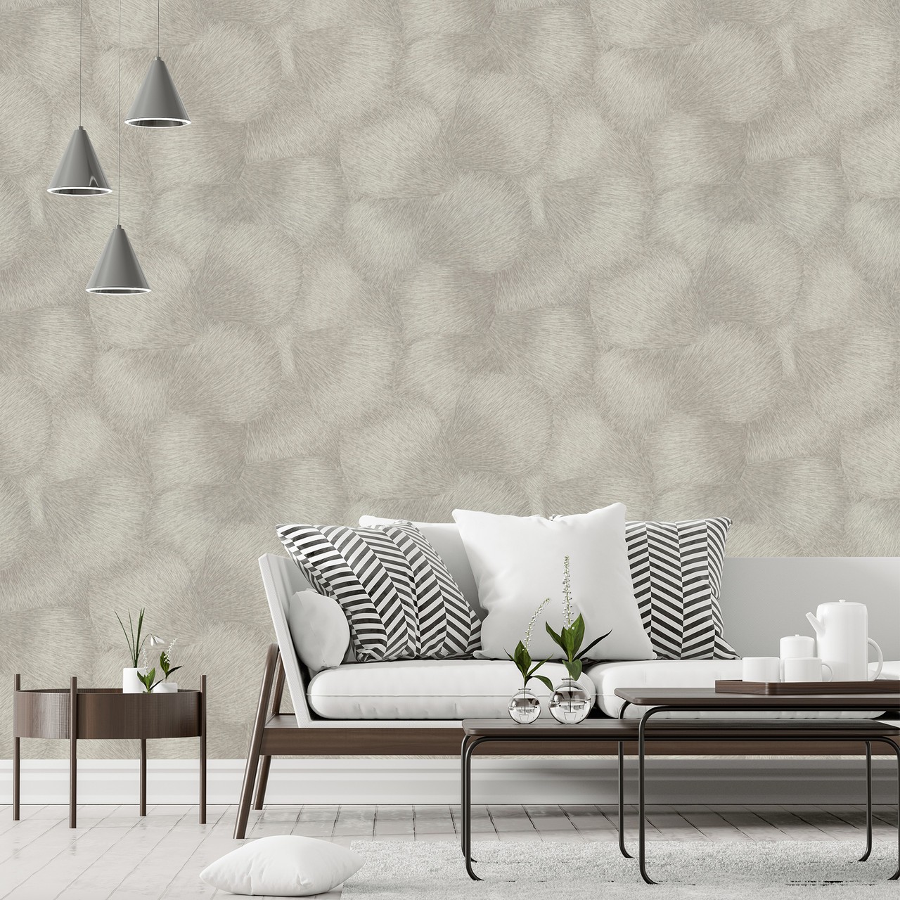 Hot Embossed wallpaper on Non-Woven Base Vinil Puma SHT 6-1467 Gray 10,05 x 1,06 m