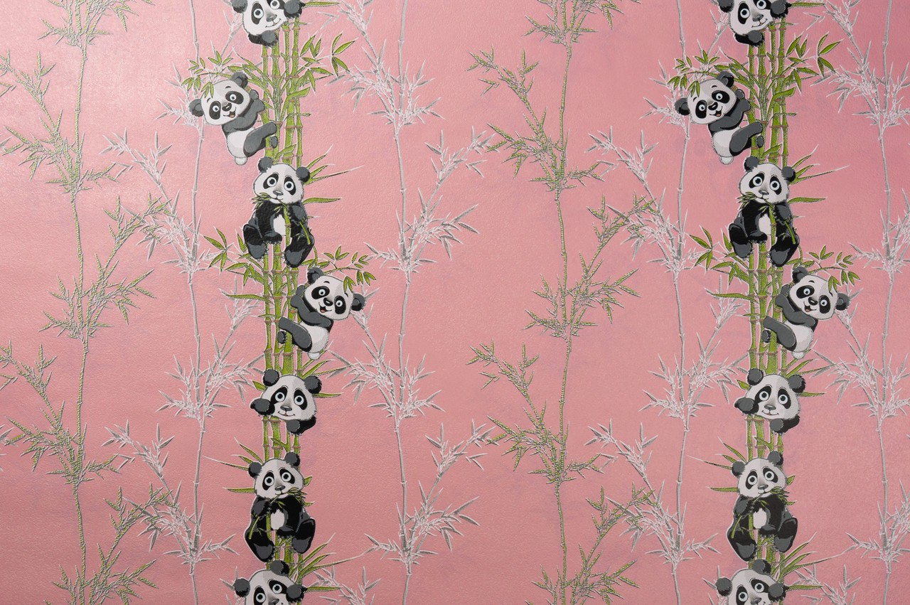 Vinyl Foam wallpaper on non-woven base Vinil Pandas DHN-1427/3 Pink 10,05 x 1,06 m