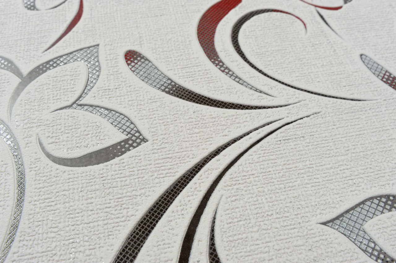 Vinyl Foam wallpaper on paper backing Vinil Delight WKV 2-1226 Gray-Red 10,05 x 0,53 m