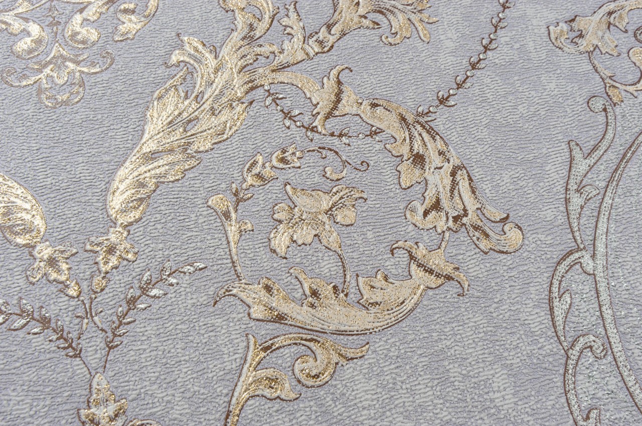 Vinyl Foam wallpaper on non-woven base Vinil Malena DHV-1484/4 Gray-Purple 10,05 x 1,06 m