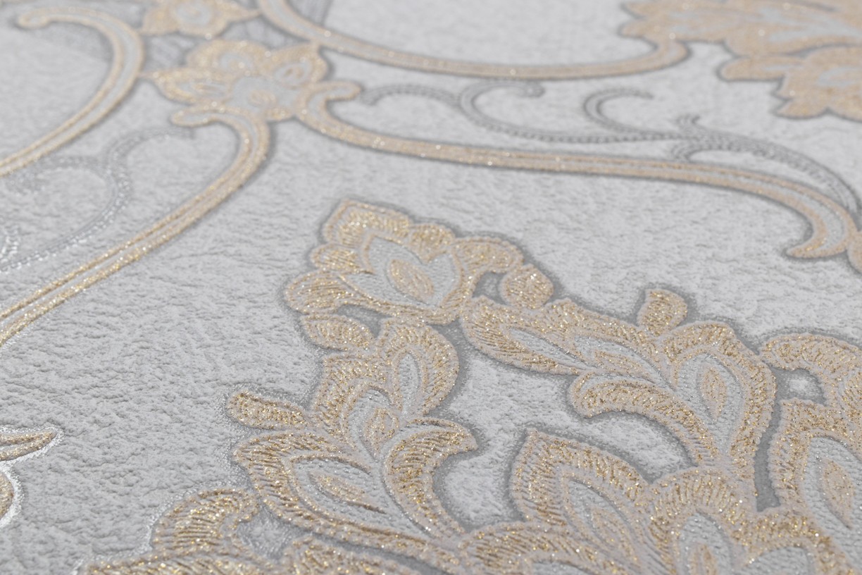 Vinyl Foam wallpaper on non-woven base Vinil ARABELLA DHV-1482/4 Gray 10,05 x 1,06 m